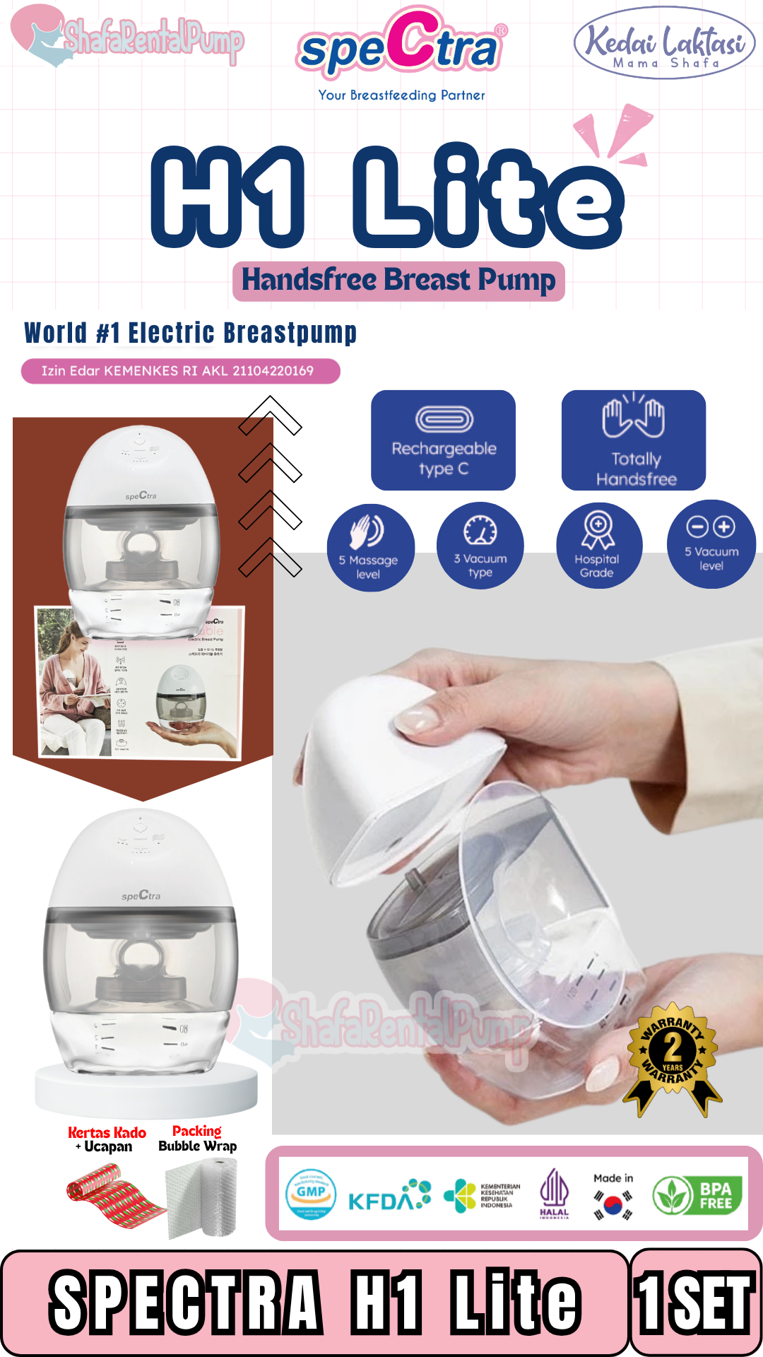 SPECTRA H1 LITE BREAST PUMP WEARABLE ELECTRIC